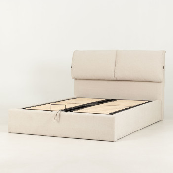 Sabina Lift Up Queen Bed Frame, Oatmeal