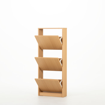 Kesia 3 Drawer Shoe Cabinet KD, Light Oak