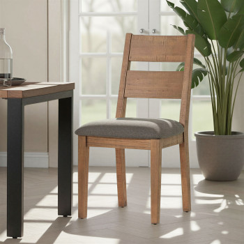 Barnwood Dining Chair with Fabric Seat, Dark