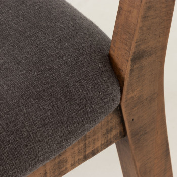 Barnwood Dining Chair with Fabric Seat, Dark