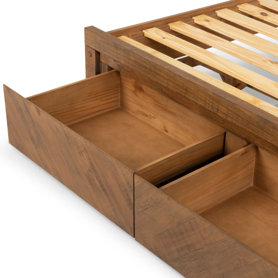 Chevron Queen Bed Frame with Storage, Pine