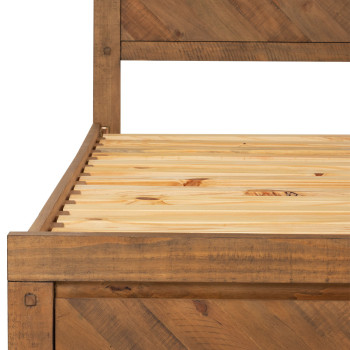 Chevron Queen Bed Frame with Storage, Pine