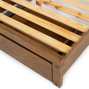 Chevron Queen Bed Frame with Storage, Pine