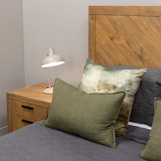 Chevron Queen Bed Frame with Storage, Pine