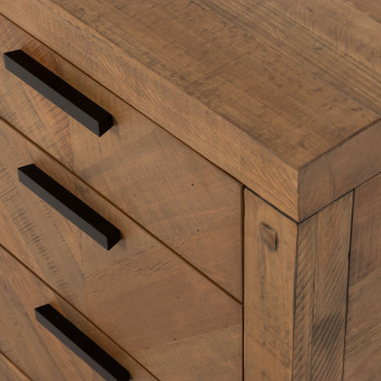 Chevron 3 Drawer Bedside, Pine