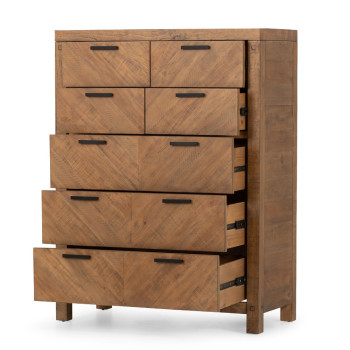 Chevron 7 Drawer Tallboy, Pine