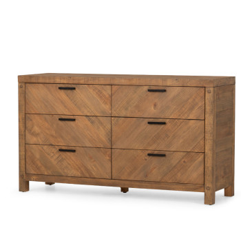 Chevron 6 Drawer Lowboy, Pine