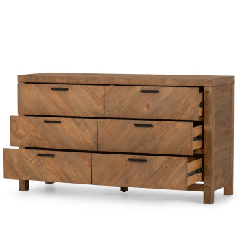 Chevron 6 Drawer Lowboy, Pine