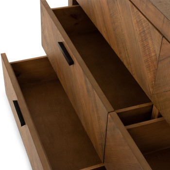 Chevron 6 Drawer Lowboy, Pine