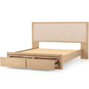 Bromley Queen Bed Frame with Drawers, Light