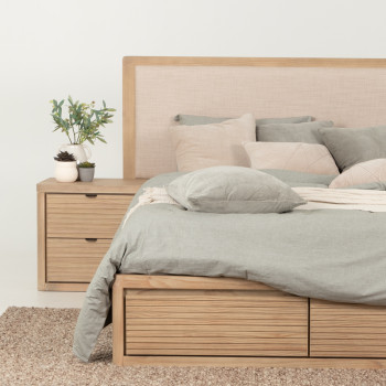 Bromley Queen Bed Frame with Drawers, Light