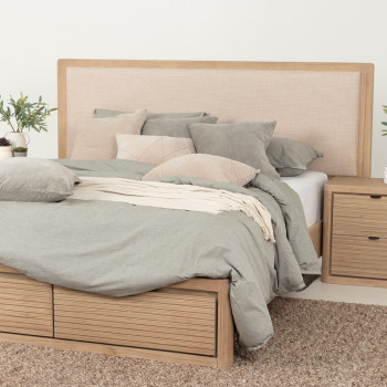 Bromley Queen Bed Frame with Drawers, Light