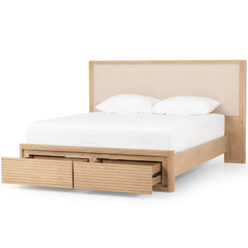 Bromley Queen Bed Frame with Drawers, Light