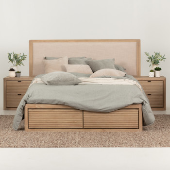Bromley King Bed Frame With Drawers, Light