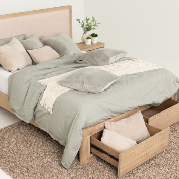 Bromley King Bed Frame With Drawers, Light