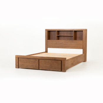 Safin Bookend Queen Bed Frame With Storage, Brown