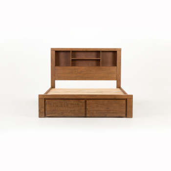 Safin Bookend Queen Bed Frame With Storage, Brown