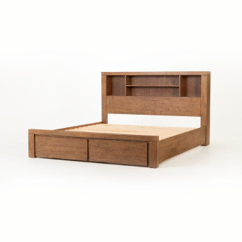 Safin Bookend Super King Bed Frame With Storage, Brown