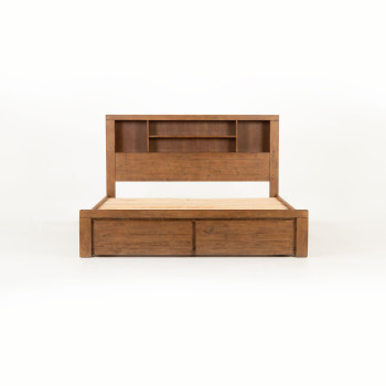 Safin Bookend Super King Bed Frame With Storage, Brown