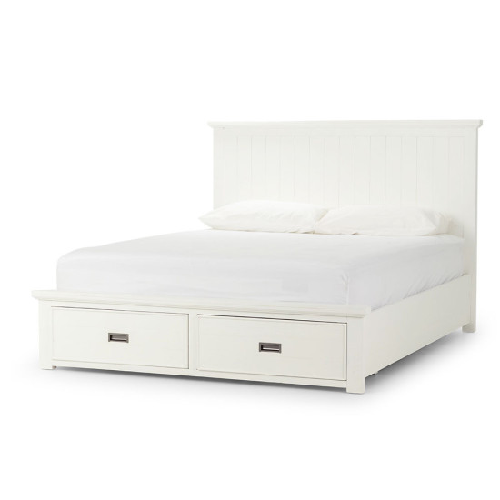Melve Queen Bed Frame with Storage, White