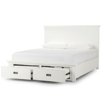 Melve Queen Bed Frame with Storage, White
