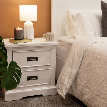 Melve 2 Drawer Bedside, White