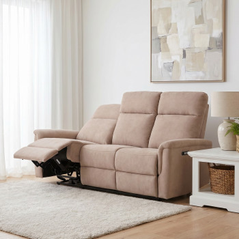 Dion 3 Seater Electric Recliner Sofa, Taupe
