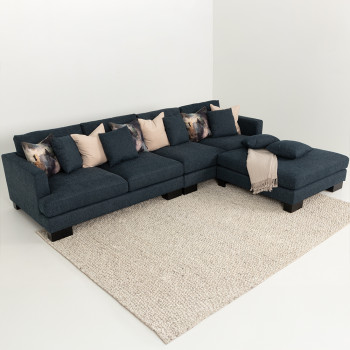 Mayfield Modular 5 Seater Sofa With Ottoman, Midnight Blue