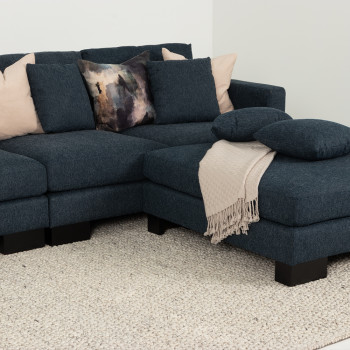 Mayfield Modular 5 Seater Sofa With Ottoman, Midnight Blue