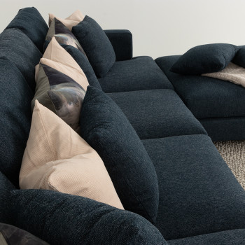 Mayfield Modular 5 Seater Sofa With Ottoman, Midnight Blue