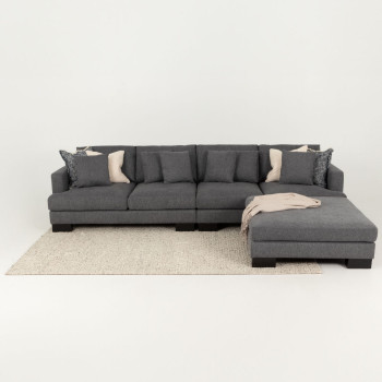 Mayfield Modular 5 Seater Sofa With Ottoman, Dark Grey