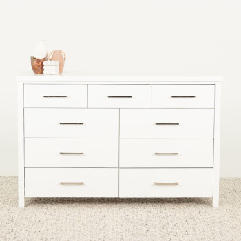 Miller 9 Drawer Lowboy, White