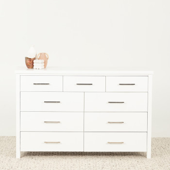 Miller 9 Drawer Lowboy, White