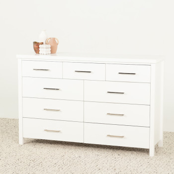 Miller 9 Drawer Lowboy, White