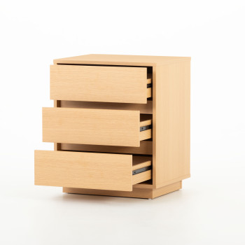 Myra 3 Drawer Bedside KD, Light Oak