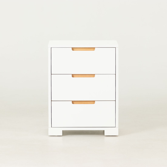 Nova 3 Drawer Bedside, White
