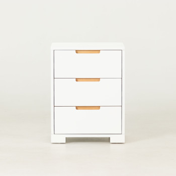 Nova 3 Drawer Bedside, White
