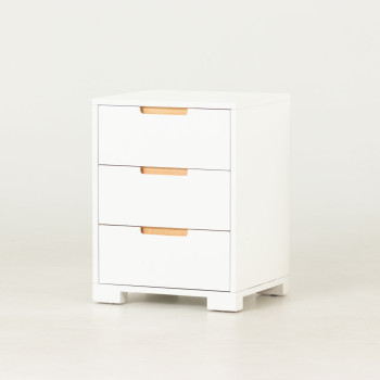 Nova 3 Drawer Bedside, White