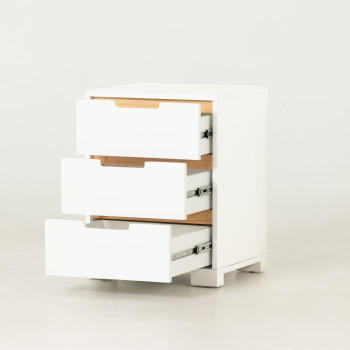 Nova 3 Drawer Bedside, White