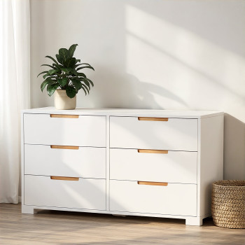 Nova 6 Drawer Lowboy, White