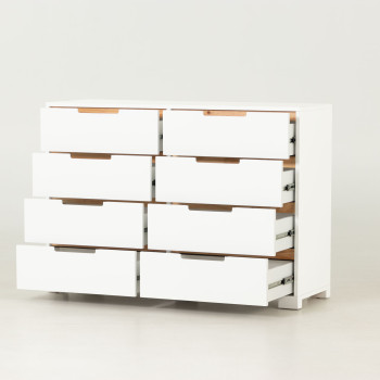 Nova 8 Drawer Lowboy, White