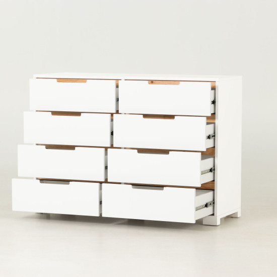 Nova 8 Drawer Lowboy, White
