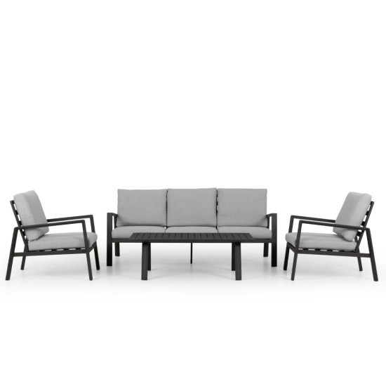 Porto 4 Piece Outdoor Lounge Set, Black