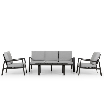 Porto 4 Piece Outdoor Lounge Set, Black