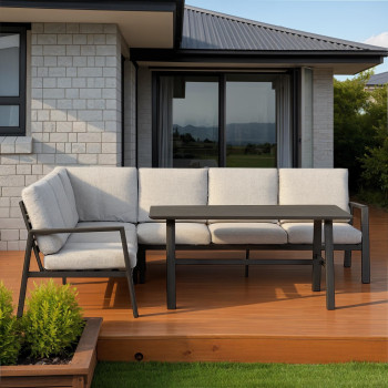 Porto Outdoor Corner Suite With Low Dining Table, Black