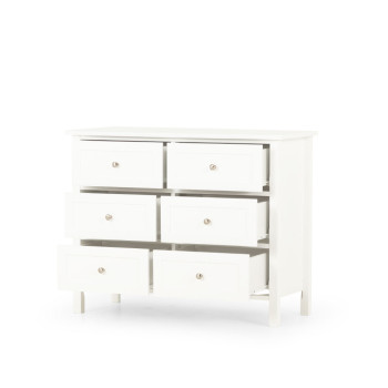 Emerson 6 Drawer Lowboy, White