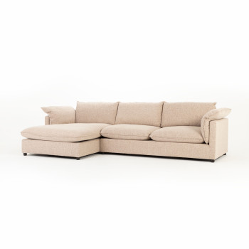 Zoey Left Hand Facing Chaise Sofa, Brown
