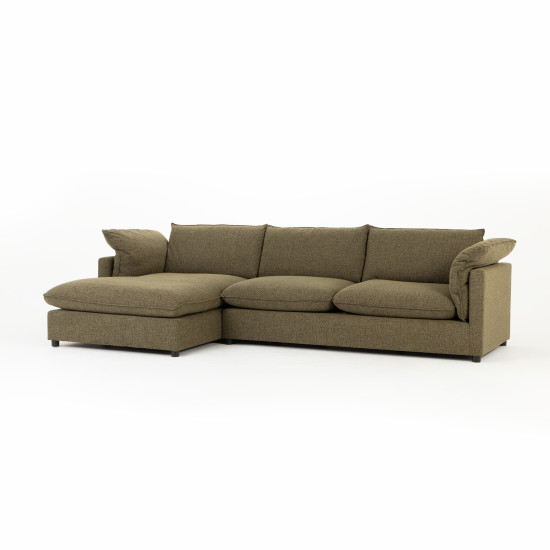 Zoey Left Hand Facing Chaise Sofa, Green